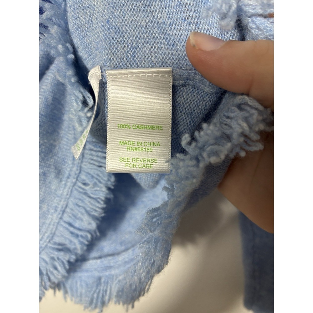 Lilly Pulitzer Rica 100%‎ Cashmere Blue Block Sweater With Fringe Sz Small Comfy - Picture 5 of 9